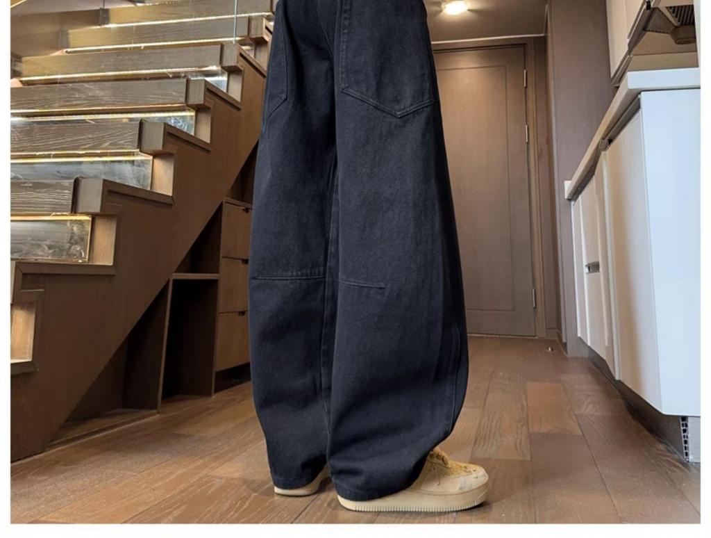 Scimitar Jeans Men's Retro Wide-Leg Distressed Cargo Pants for Fall/Winter