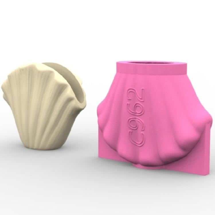 Easy to Use Silicone Concrete Mould Shell Shape Resin Vases Moulds Pen Holders Molds for Making Succulent Plant Pots