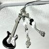 Cute Guitar Microphone Bead Mobile Phone Chain Charm Sweet Keychain Backpack Musical Note Pendant Bag Hanging Ornament Girl Gift