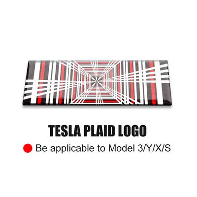 Neues Auto PLAID Emblem Heckklappenaufkleber Gitter Aufkleber Plakette Auto Aluminium Buchstaben Dekoration Für Tesla Model 3 S X Y 2025 Zubehör