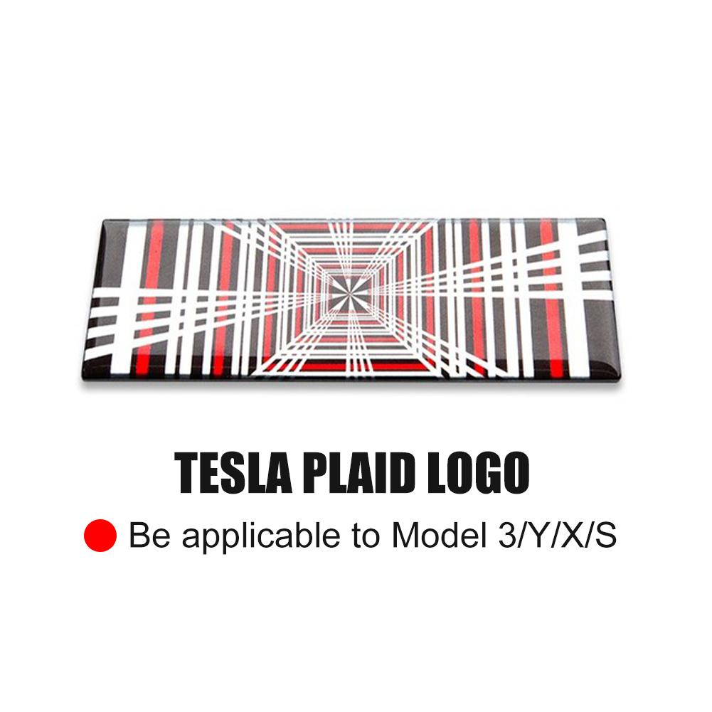 new Car PLAID Emblem Tailgate Sticker Grid Decals Badge Auto Aluminum Letter Decoration For Tesla Model 3 S X Y 2025 Accessories