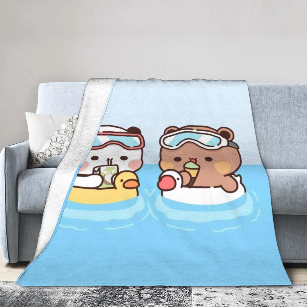 Bubu & Dudu Appreciating Lanterns Flannel Blankets Winter  Super Soft Throw Blanket for Home Decor Novelty Bedspread Bed Cover