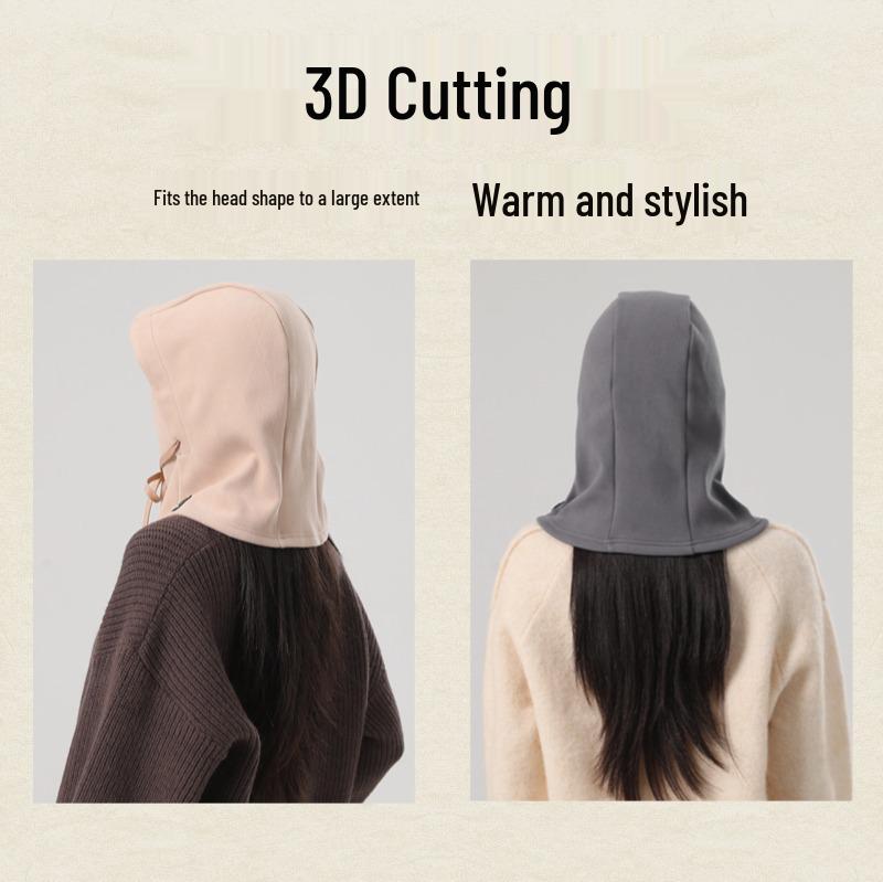 Velvet Warm Pullover Hat with Integrated Face Mask and Neck Warmer - Windproof, Coldproof for Autumn/Winter Sports & Cycling