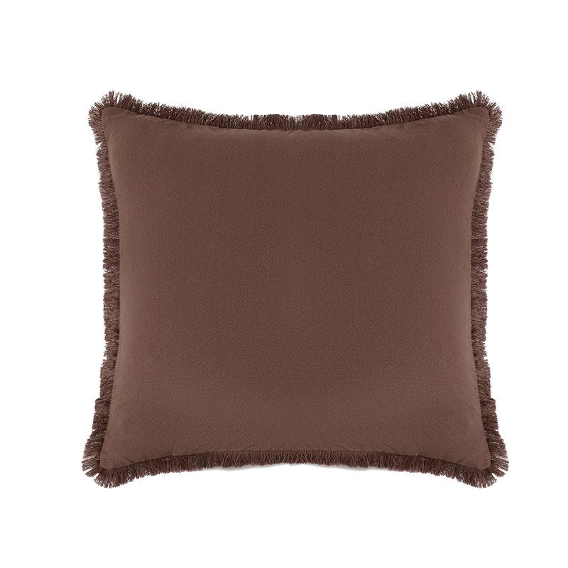 Modern Simple Sofa Cover Pillow Thickened Washed Cotton and Linen Tassel Living Room Bedroom Sofa Bedside Pillow Cover