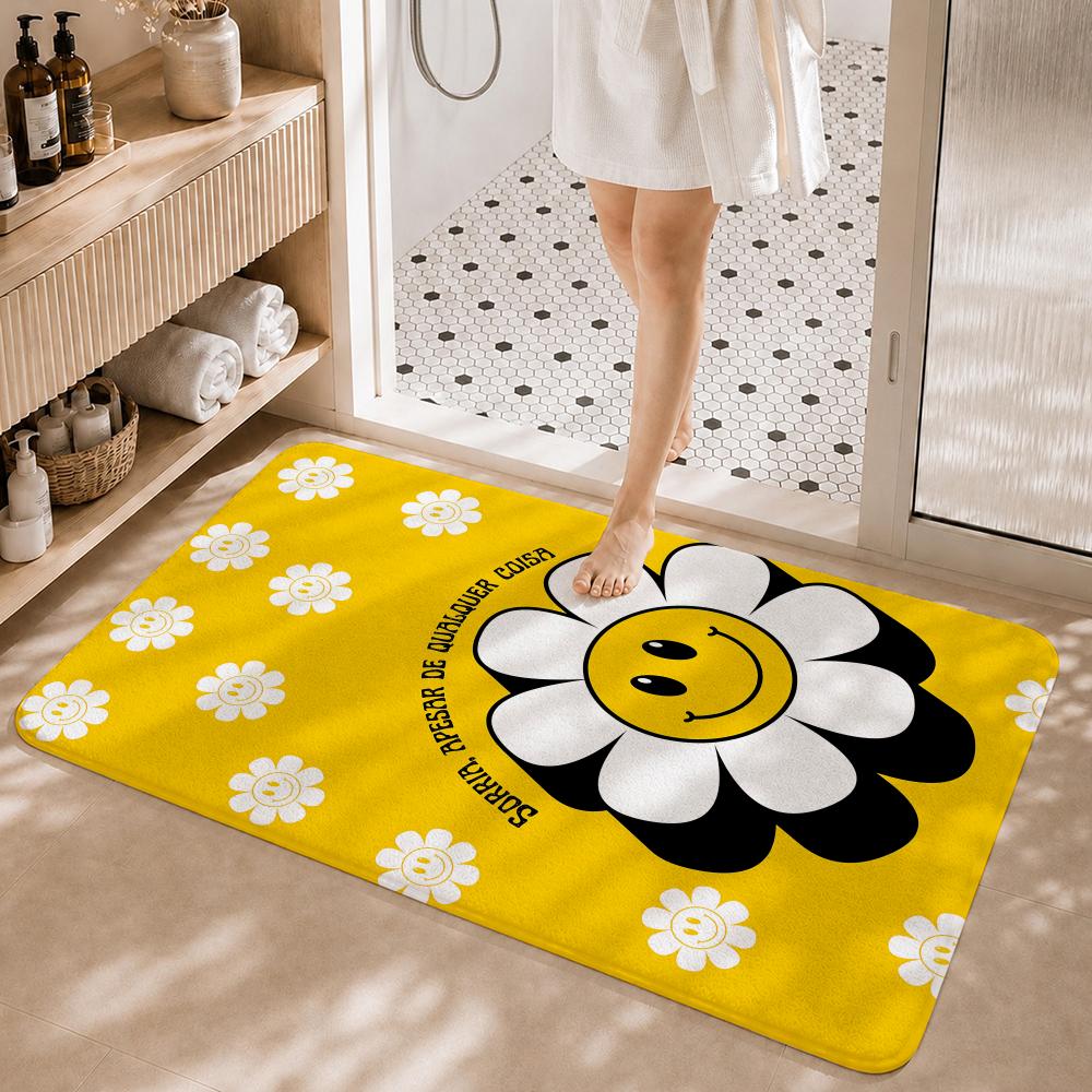 Trendy Art Motif w-wiggle wiggle Floor Mat Non-Slip Absorbent Floor Mat Decorative Rug for Home Bathroom Bedroom Entryway