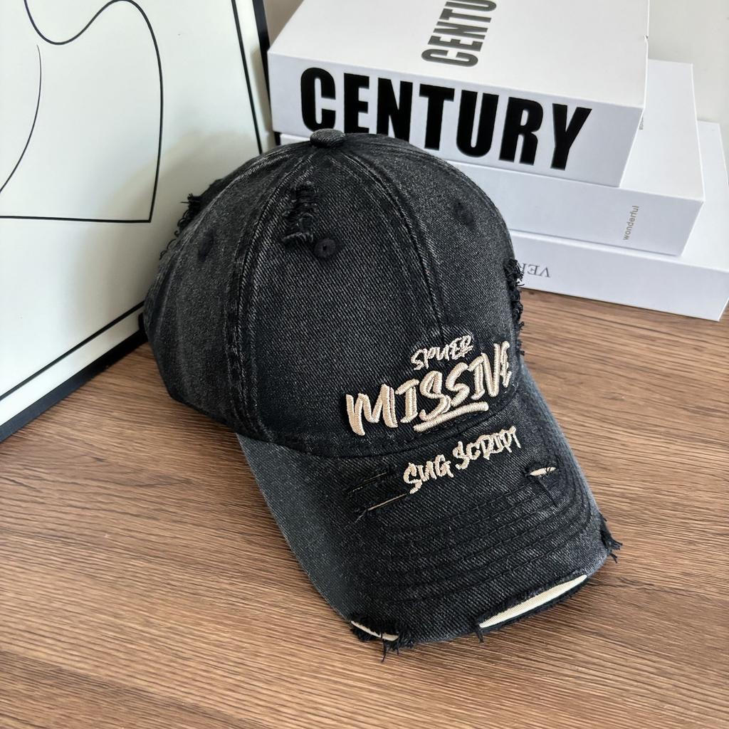 Retro worn old heavy embroidery cap women's casual tooling lazy style baseball cap men's trend