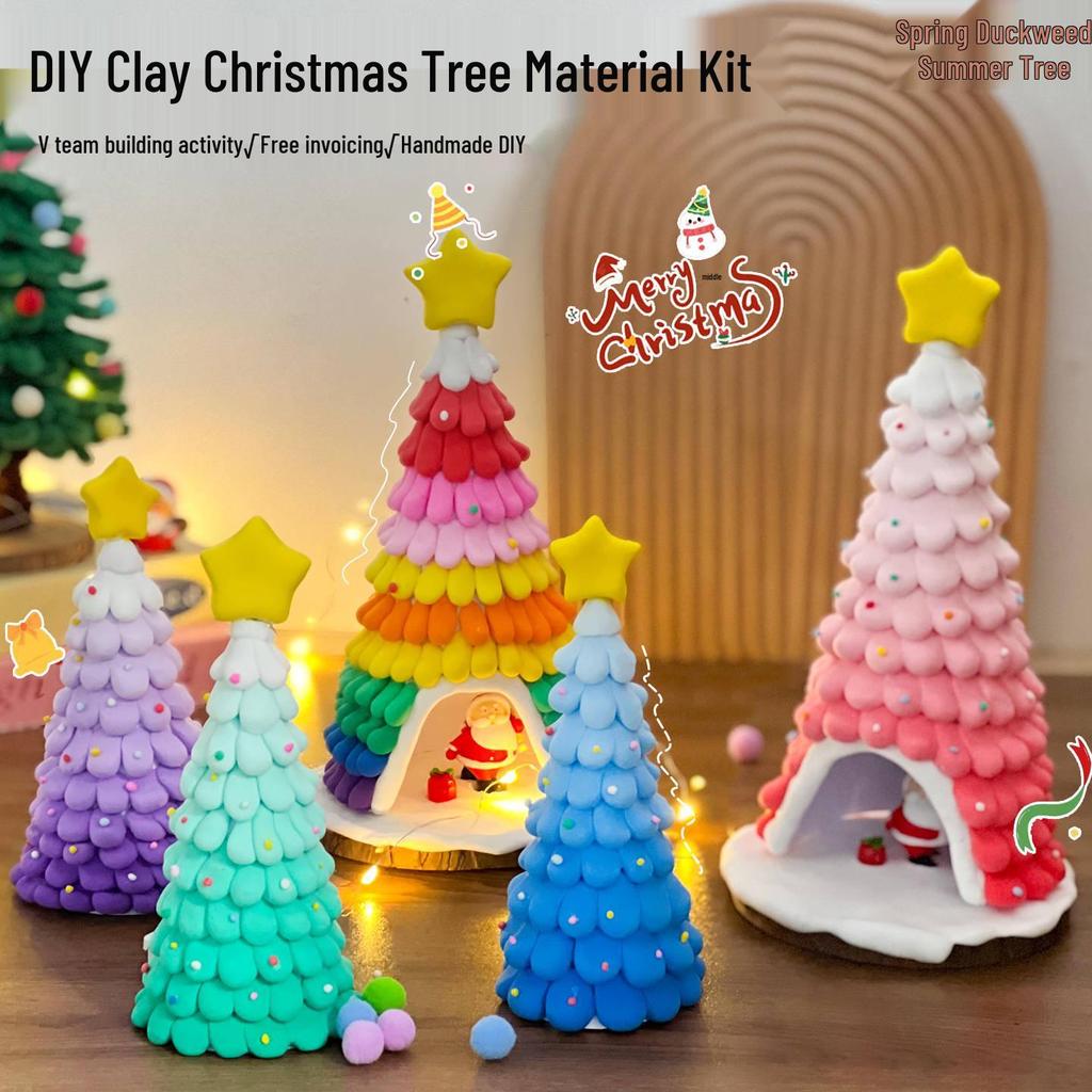 Handmade DIY Christmas Tree Light Clay Kit for Kids - Perfect Kindergarten Gifts & Table Ornaments