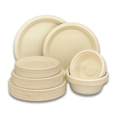 50PCS Disposable 500mL Bowls Disposable Compostable Paper Tableware Set Ecological Degradable Dinnerware for Birthday Barbecues Camping Picnics Party