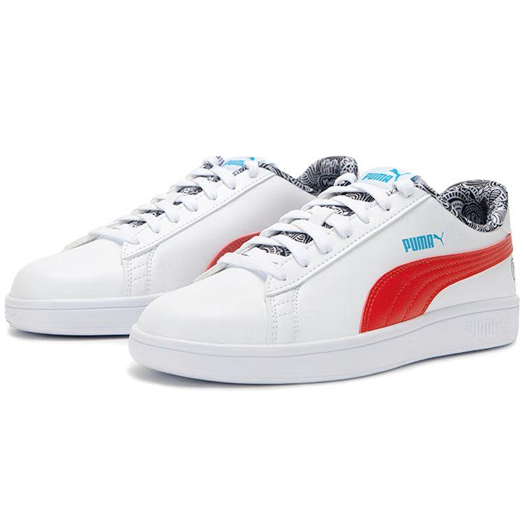 Puma Smash V2 Me Happy - Adidași Unisex Alb Roșu Roșu cu Risc Înalt Albastru Atol Negru 386396-01