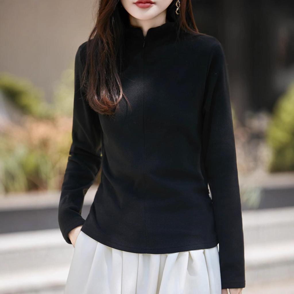 Soft & Cozy Women's Half-Zip Stand-Up Collar Sweatshirt - Warm, Long Sleeve, Loose Fit for Autumn/Winter