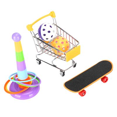 4ks/sada papouščích puzzle hraček zvonek míč vozík skateboard kruh sada pro papoušky stojící trénink