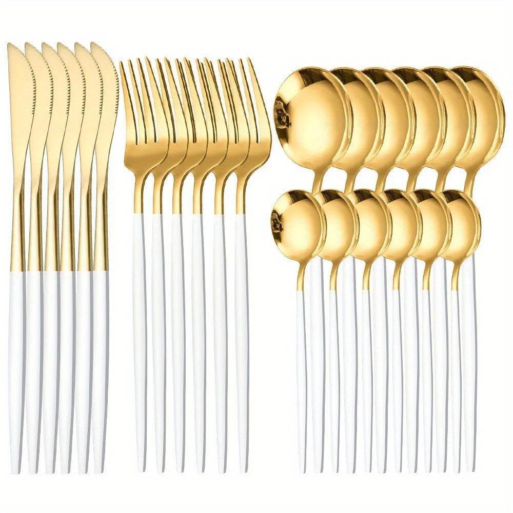 24-Piece Portugal Dinnerware Set - Flatware with Dishwasher Safe and Rust-Resistant Finish - Ideal for Kitchen Tableware and Everyday Dining