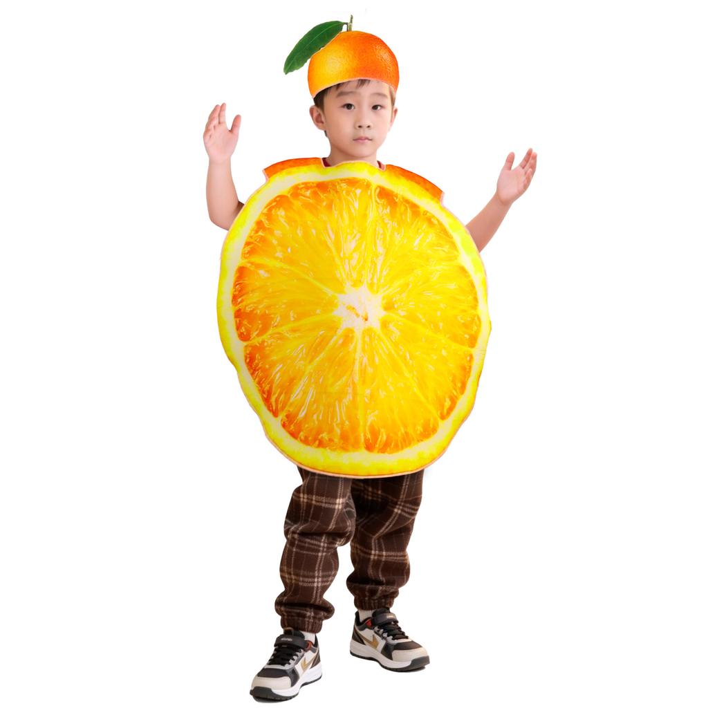 Funny Halloween Orange Fruit Costume Cosplay Role Play Outfit Food Mascot Suit for Family Stage Performance