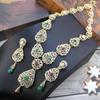 Gold Color Jewelry Sets Long Earring Necklace Set For Women Hollow Arabesque Pendant Necklace Bride Jewelry