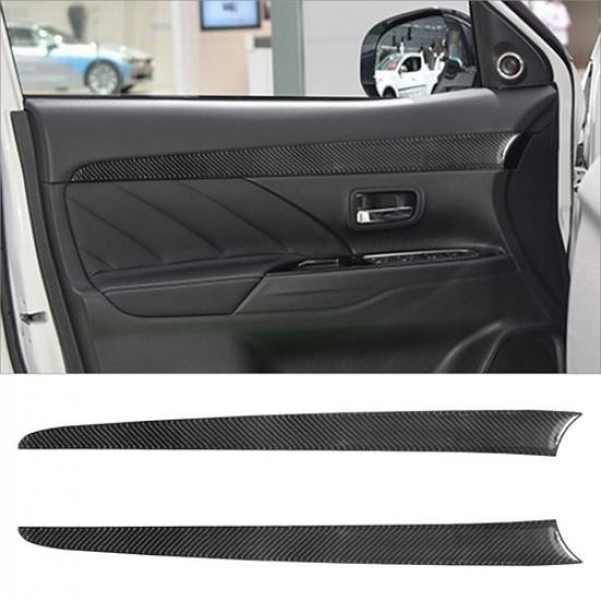 2Pcs Carbon Fiber Interior Front Door Panel Cover Trim For Mitsubishi Outlander