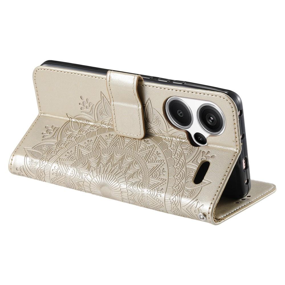 Flip Case for Xiaomi Redmi Note 13 Pro+, Mandala, Gold