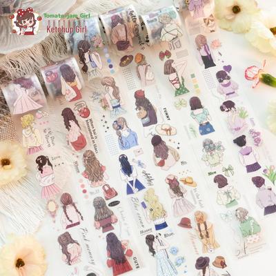 Fleeting Heartbeat Matte PET Tape: Retro Hand-Painted Girl Designs for Journal Decoration