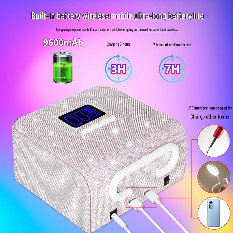 220W Smart Wireless Rechargeable Nail Lamp - Fast Drying Phototherapy Machine for Nail Salons