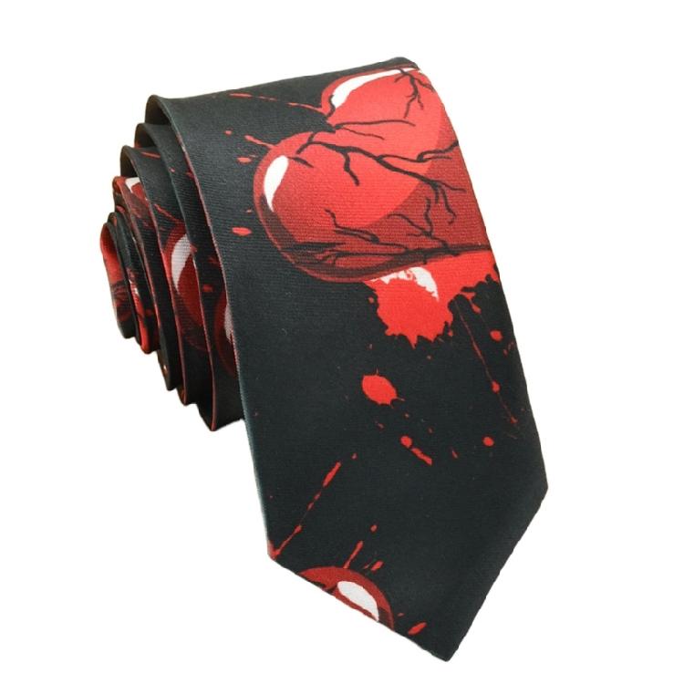 Halloween Punk Theme Necktie with Scary Theme Pattern Cosplay Event Costume Accessory Neckwear for Suit And Party Wear