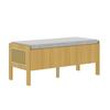 Shoe Bench, Storage Bench, Seating Cabinet, Side Panels with Rattan Weave, 2 Drawers, Color: Natural, Dimensions: 113 × 45.5 × 40 cm
