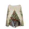Ladies' Fashionable Casual Long Sleeved Christmas Printed Round Neck Knitted Yarn