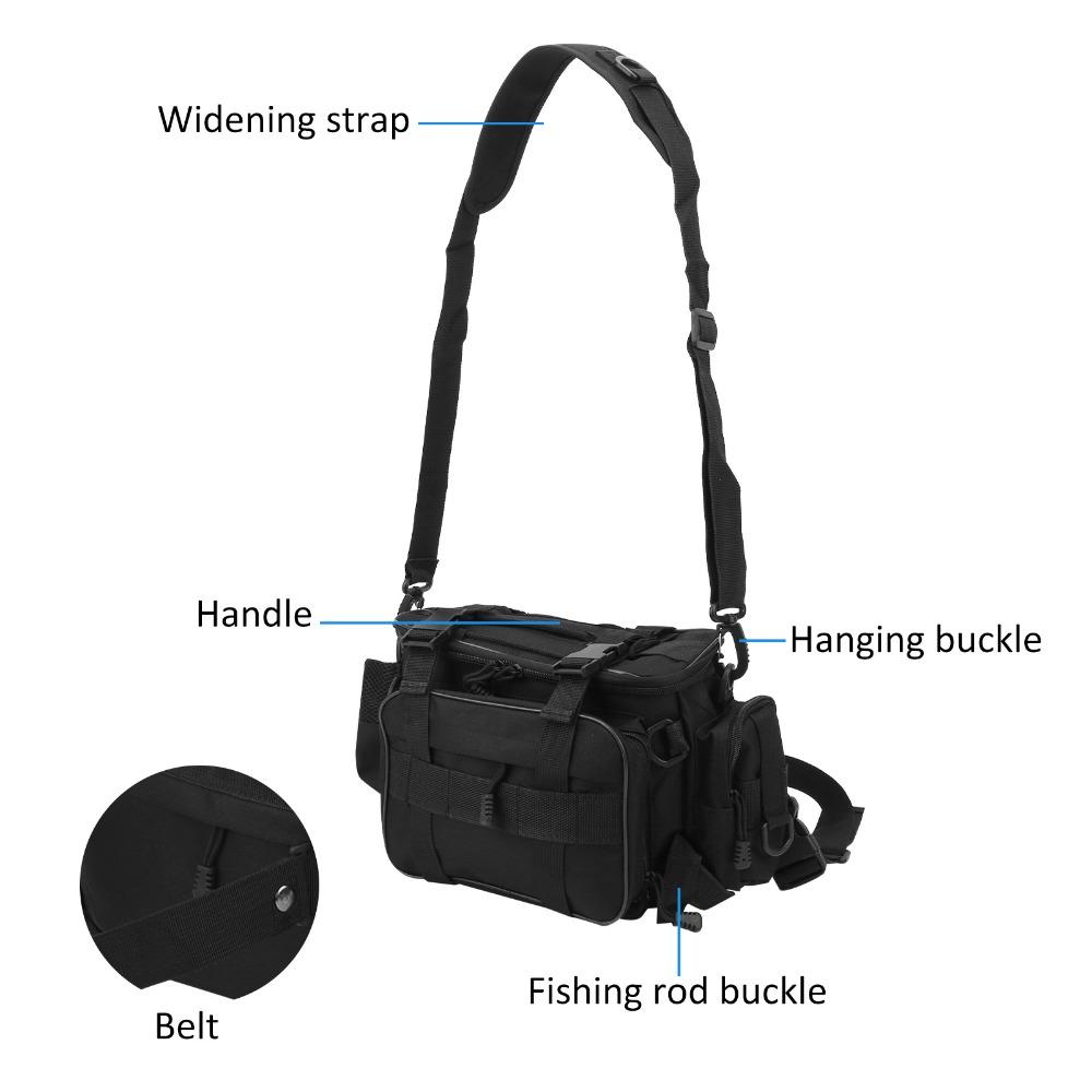 MultiCompartment Fishing Shoulder Bag Adjustable Straps Fishing Bag  Outdoor Storage