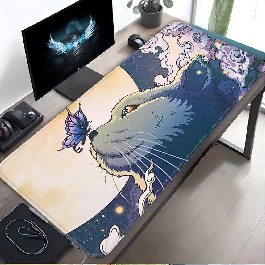 Cute Cat Mouse Pad Game Console Pad Keyboard Mouse Pad Desk Accessories Office Pad Computer Laptop Pad Overlock