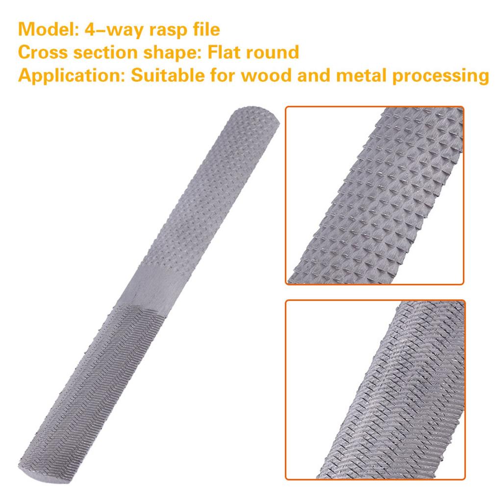 Rasp File Steel Rasp 4 In 1 8inch/200mm Steel Flat Rasp File Half round Carpentry Woodworking Wood Hand Tool Woodworking Rasp