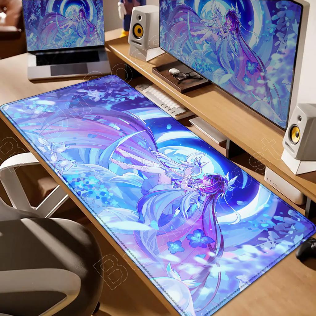 Genshin Impact Columbina Durin Tapis de Souris Anime Tapis de Souris Accessoires Gaming pour Ordinateur Portable Tapis de Souris Grand Tapis de Bureau Tapis pour Clavier d'Ordinateur