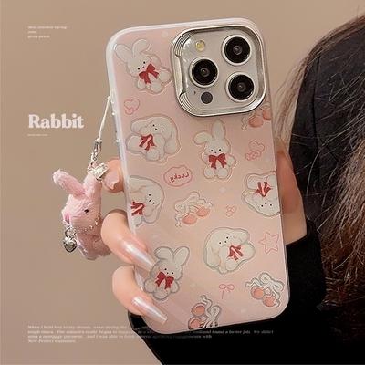 Sweet Ins Cute Rabbit Pendant Iphone15 Suitable for 14Pro Max Mobile Phone Case 16 Apple 13 Laser 11
