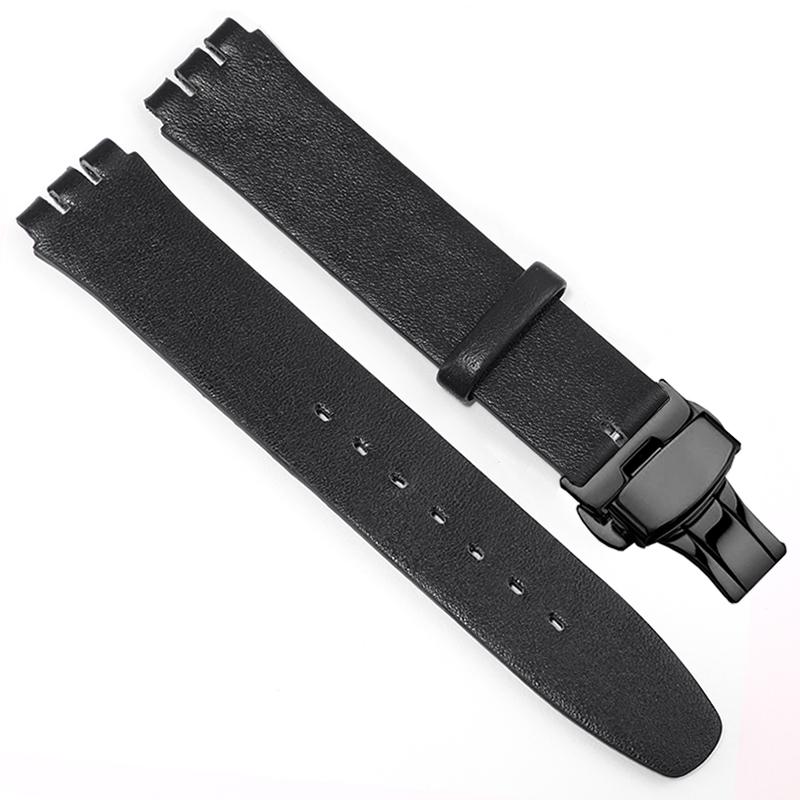 For Swatch SYXS116 GB274/GN239/GB294/287 Ultra-thin Plain Cowhide Genuine Leather Watch Strap 17mm Bracelet Watchband with Tools