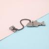 Cartoon Cute Rabbit Holding Shark Dinosaur Chain Lapel Pins Manga Anime Animal Brooches For Kids Backpack Bag Badge Gift