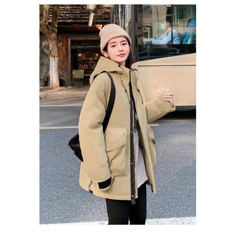 Trendy American Style Loose Winter Workwear Jacket with Hoodie - Unisex