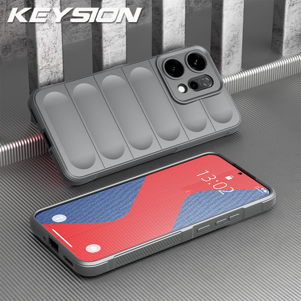 

KEYSION Противоударный матовый чехол для OPPO Reno14 Pro 5G Нескользящая мягкая силиконовая задняя крышка для телефона для OPPO Reno 14 5G 14 Pro for Reno14 Pro 5G светло-серый