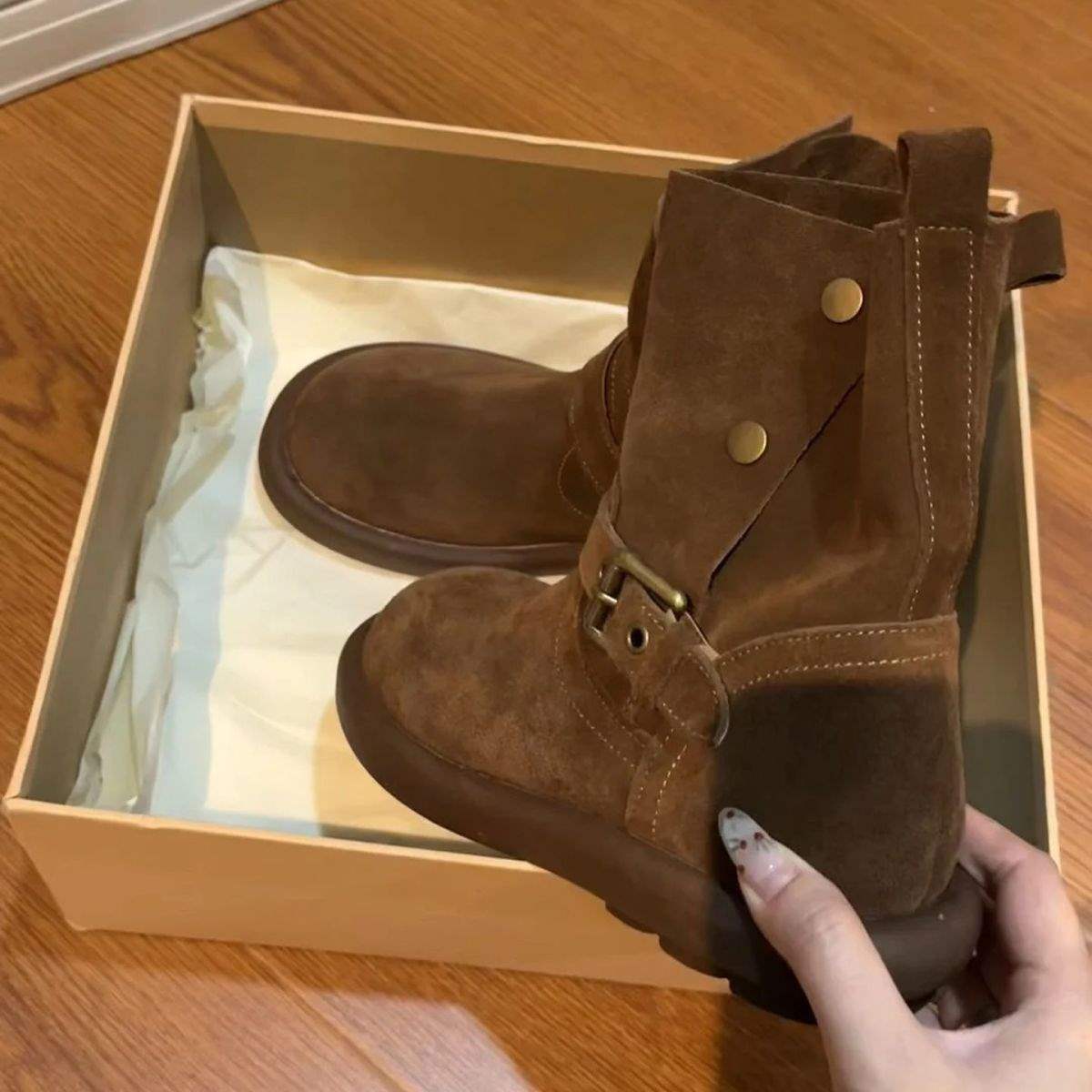 Vintage heightening Birkenstocks women s two wear short western boots Maillard brown short boots 40 коричневый