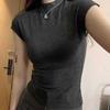 Shop   Women S Slim Mock Neck Daily ShorT Sleeve T ShirT wdmS wSh TS14523796