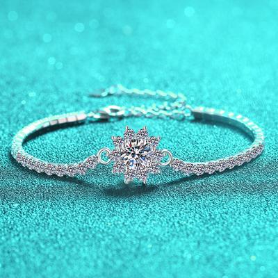 Sonnenblumenarmband Ein Karat Luxus High-End Armband S925 Sterlingsilber Moissanit Schmuck.