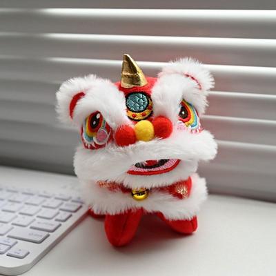 Cartoon Lion Dance Keychain Year of Horse Awakened Lion Lion Dance Pendant Plush  Doll Chinese Style Chinese New Year Gift