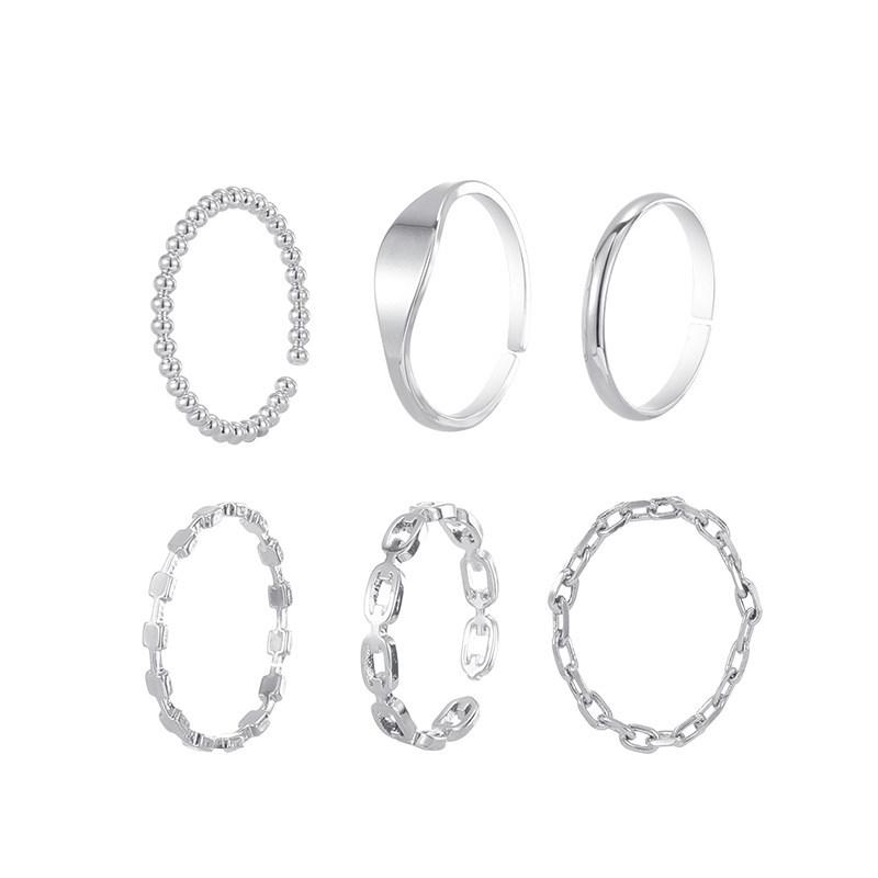 Six-Piece Adjustable Fashion Ring Set for Women – Personalized Index Finger Bands with a Light Luxury, High-End Feel