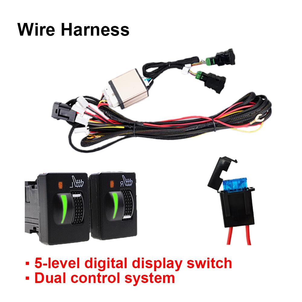 Universal Built In Car Seat Heater Kit Suitable For 2 Seats 12v Carbon Fiber Heating Pad 5 Level Control Switch System For Toyot