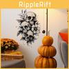 Halloween Schwarz-Weiß Skelett Floral Wandaufkleber mit PVC-Material für Heim- und Büroräume