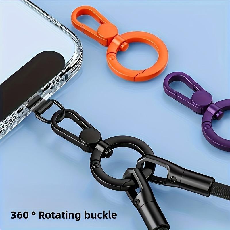 Stainless Steel Phone Lanyard Clip Patch 360° Rotatable Anti-lost Phone Case Hanging Rope Snap Detachable Ultra-thin