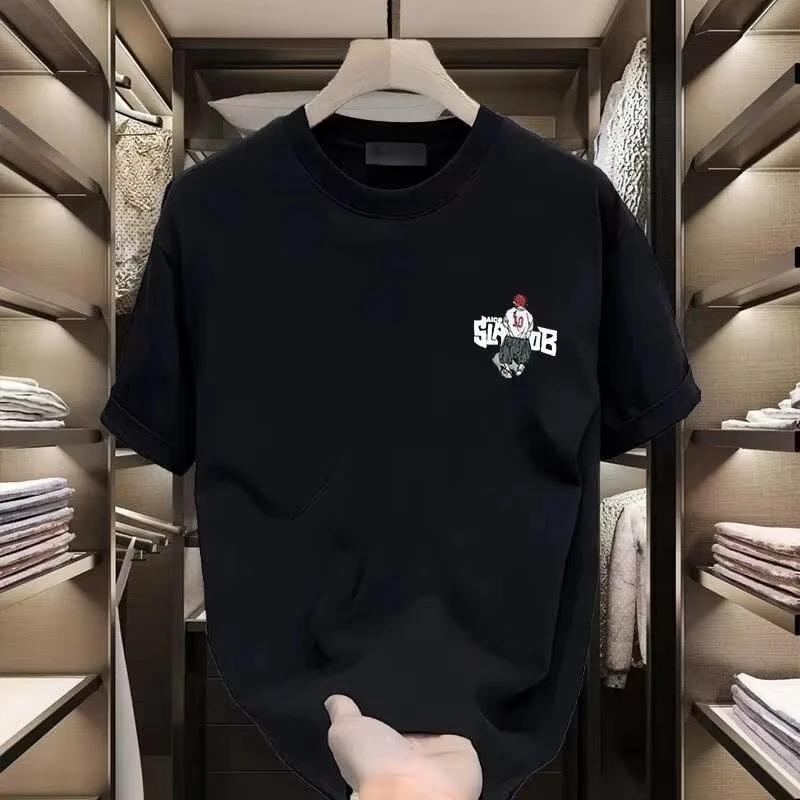 2025 Summer New T-shirt 100 cotton loose y2k casual men s wear breathable all-fashion T-shirt Summer high-quality round neck