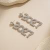 Elegant 2027 Digital Earrings Rhinestone Stud Earrings Jewelry Happy New Year Earrings  Party