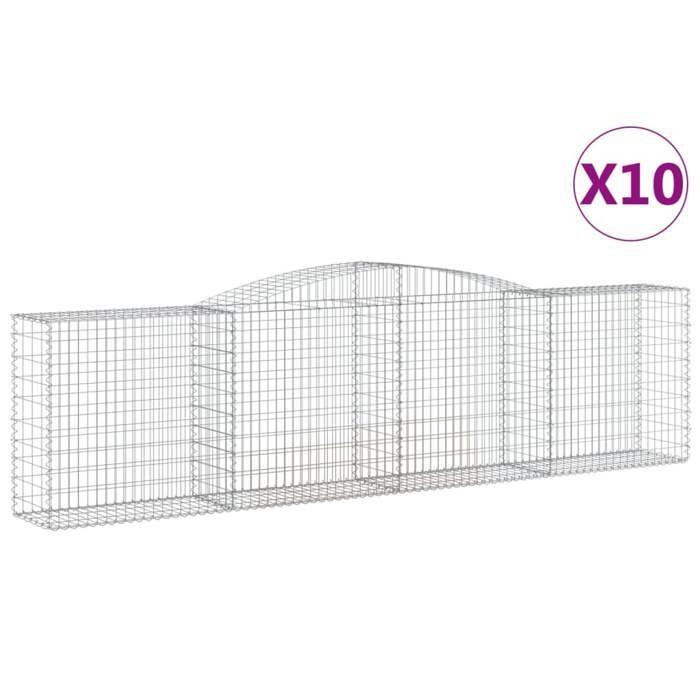 VidaXL Paniers à gabions arqués 10 pcs 400x50x100/120 cm Fer galvanisé, gabion, cage de gabion, panier de mur de gabion, mur 3147004