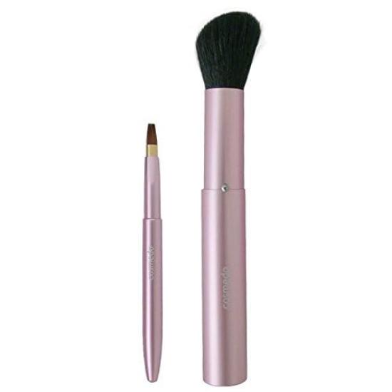 

Takumi no Makeup Brush Cosmedo Kumano Brush Portable Brush Lip Brush Set with Cap RSP0809 Face/Cheek & (Pink) (Slide/Push-out)
