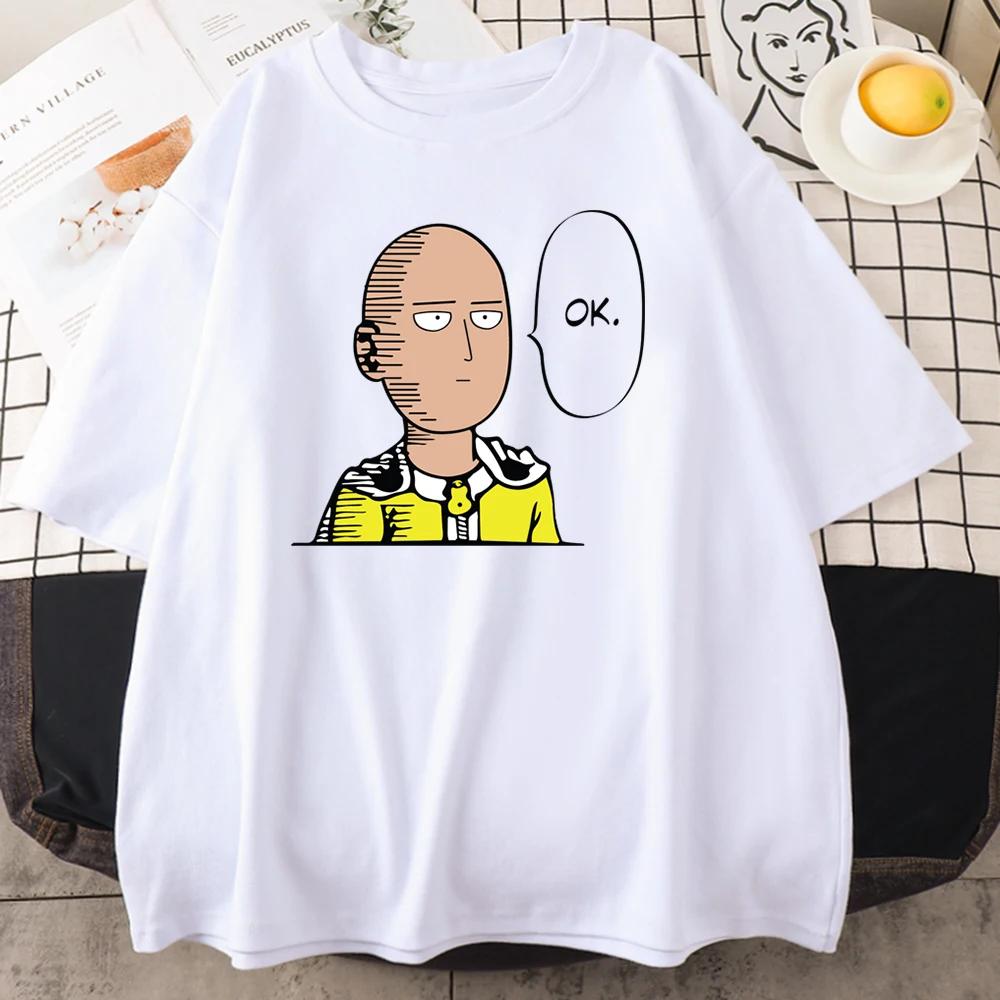 Anime One Punch Hero Saitama Oppai Women T-Shirt 2024 New Summer Short Sleeve Shirt Breathable High Quality Tops Tees