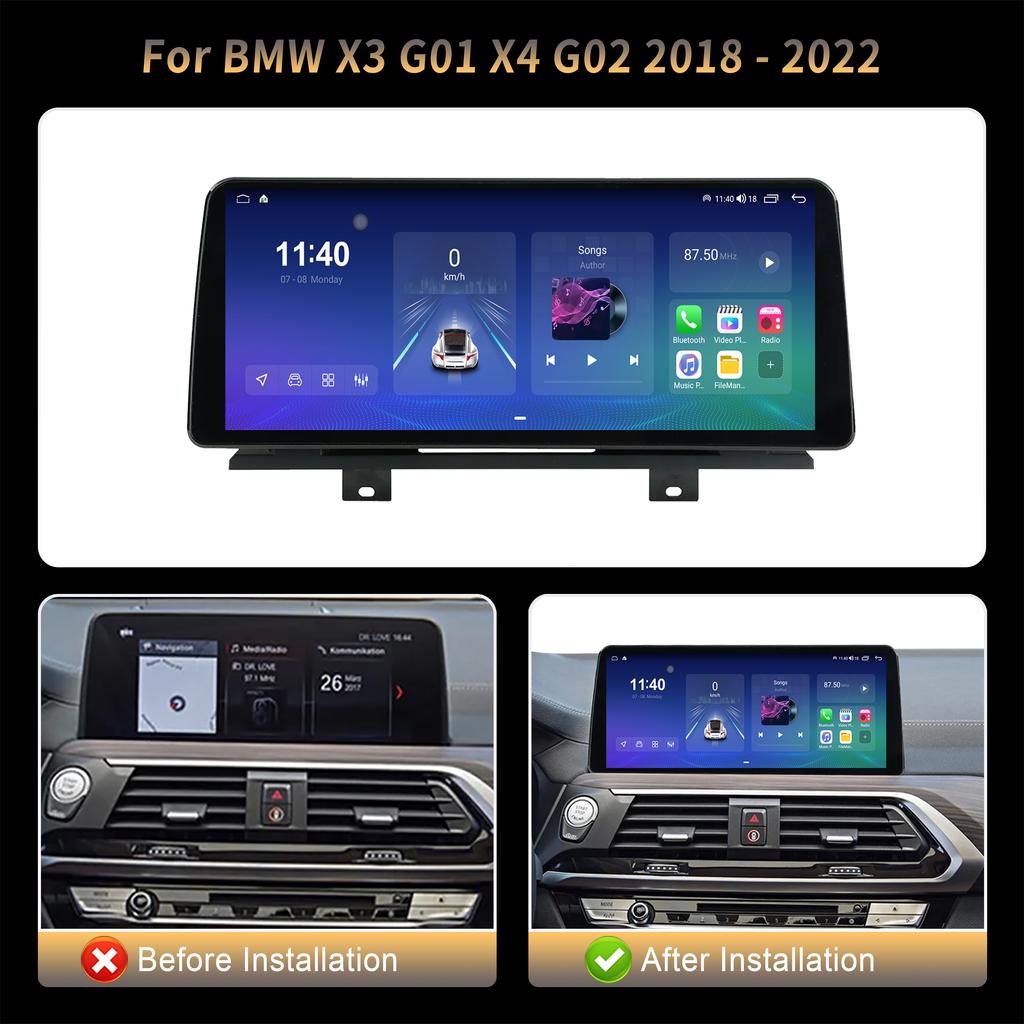 12.3" For BMW X3 G01 X4 G02 2018-2022 Android 14 Car Radio Multimedia Stereo 4G GPS Navigation WIFI Wireless BT CarPlay Screen
