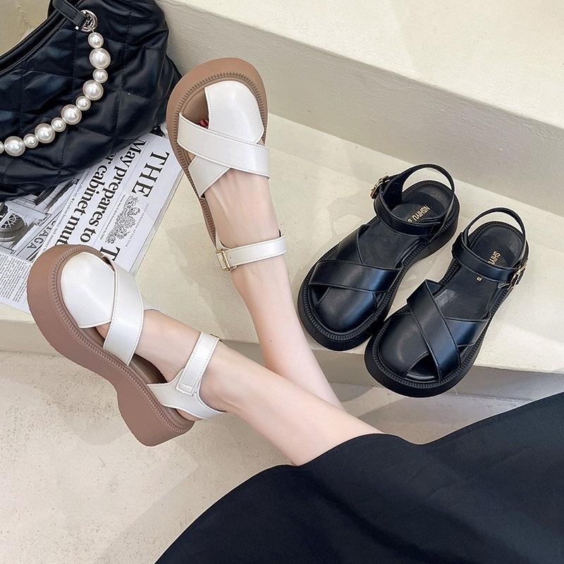 Thick-soled Bag Head Sandals Female Summer 2025 New Versatile Student Fairy Style with Skirt Retro Roman Beach Shoes