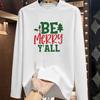 (Asian Size) Style Trend Lovely Christmas New Year Graphic Tee Print T Shirt Women Autumn Winter Casual Fashion Top Clothing Long Sleeve T-shirts